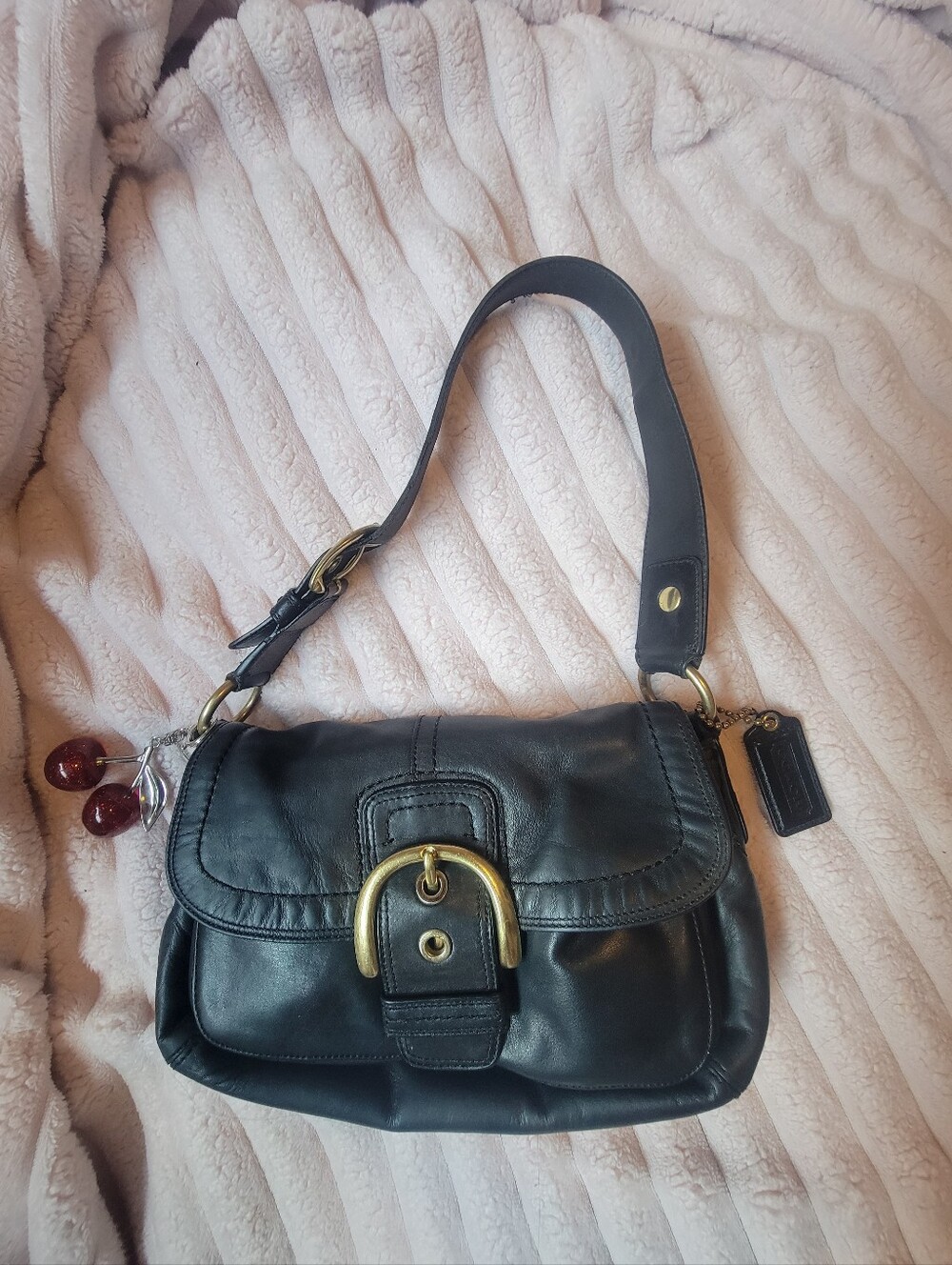 Y2k Coach Soho Black 11842 Leather Shoulder bag with double pockets VTG